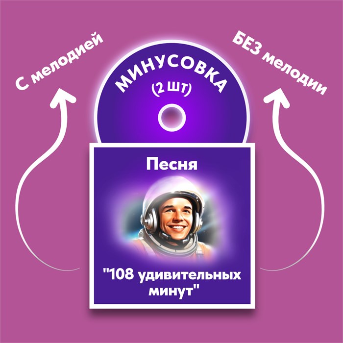 ФОНОГРАММЫ «-1» песни «108 удивительных минут» (2 шт. = с мелодией + без мелодии) из сборника песен для детей «Космические радости» 4+ 1690 - фото 4928